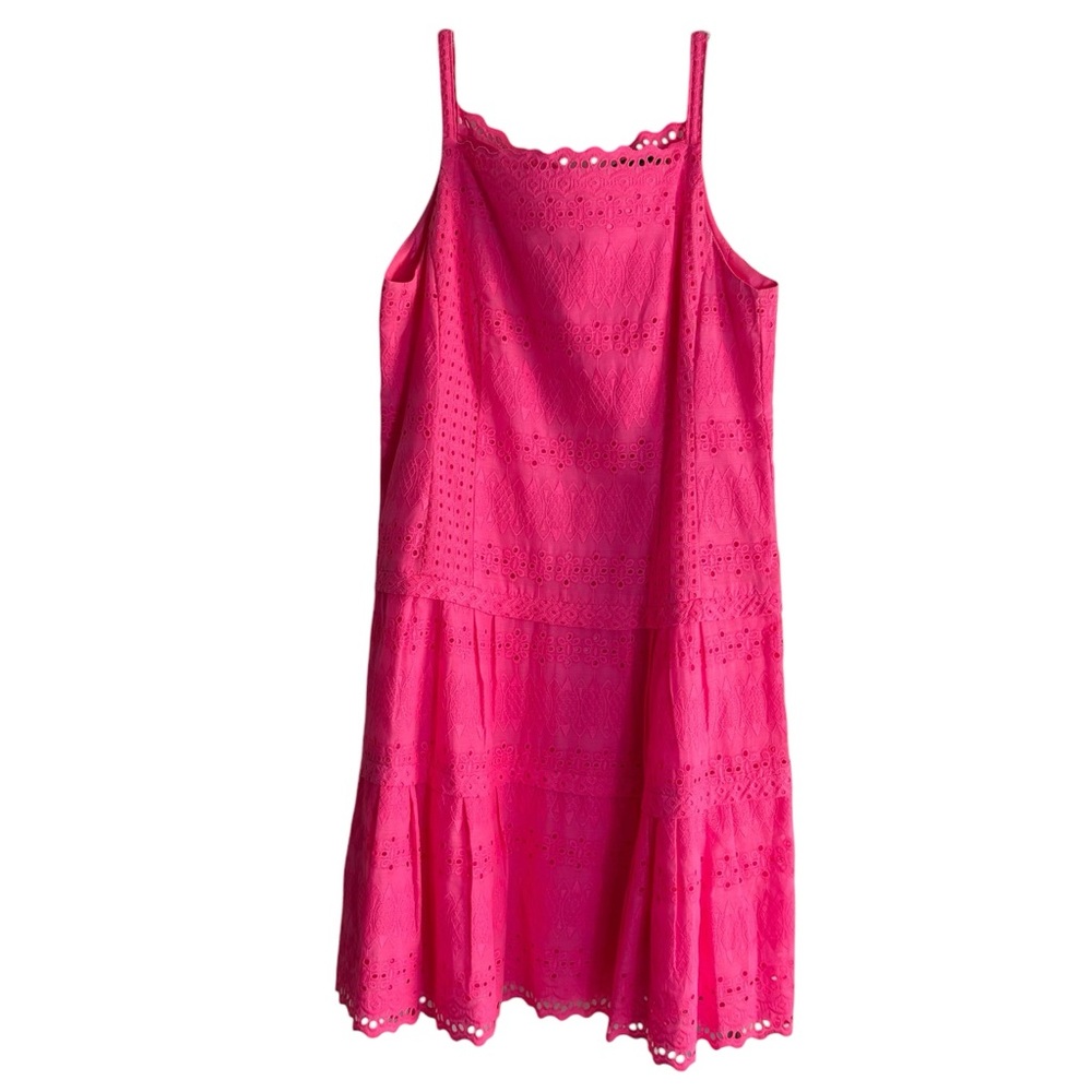NANETTE LEPORE Hot Pink Cotton Eyelet Sundress Size 12 — GORGEOUS FEMININITY!!! - Picture 2 of 9